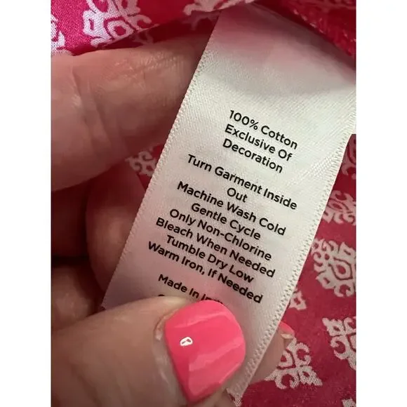 TALBOTS Women's Pink White Medallion Foulard Embroidered Tunic Top - Picture 7 of 9